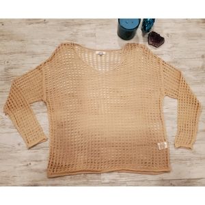 Long Sleeve V-Neck Open  Knit Sweater